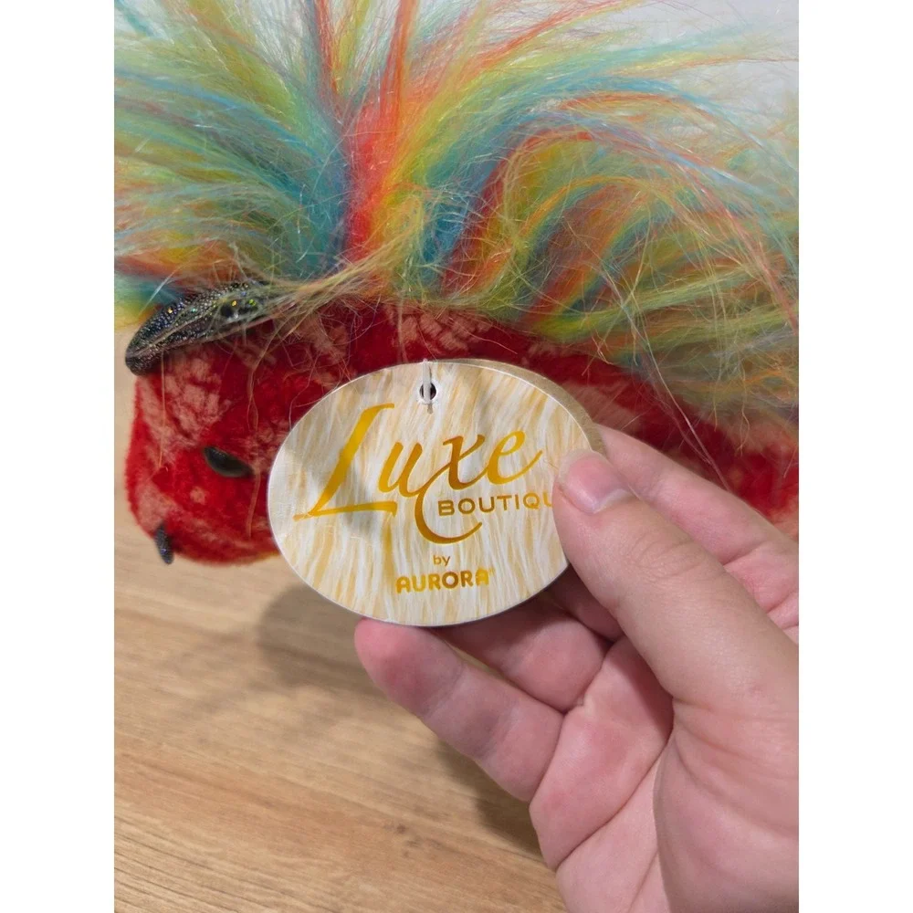 NWT Aurora Luxe Boutique Rubellite Red Dragon Rainbow Mowhawk Mane 16''